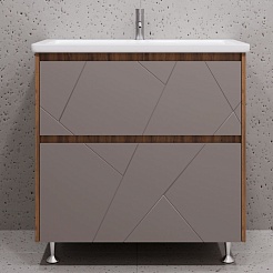 Stella Polare Тумба с раковиной Рене 80 дуб вотан/серый – фотография-6